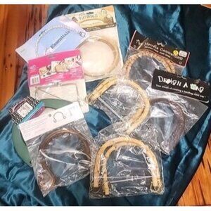 Purse Handles Wood Rattan Bamboo Fritz handbag bead Craft Sew Crochet Knit lot 9